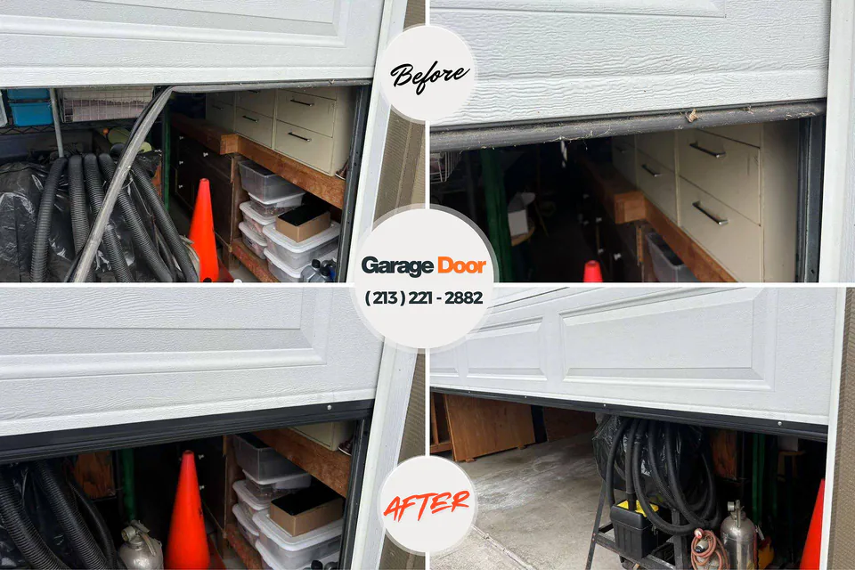 Before and after: garage door repair South Pasadena, CA